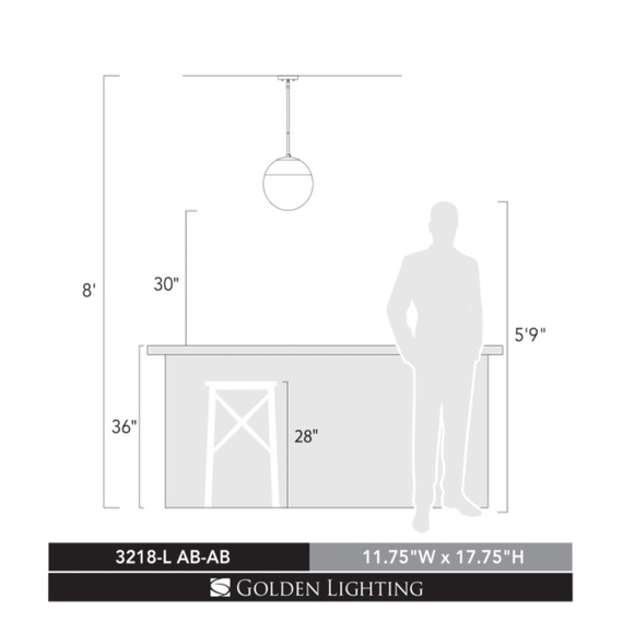 NWT Golden Lighting Dixon Single Light 11-3/4" Wide Pendant - Picture 2 of 2